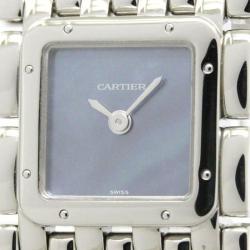 Pre Owned Cartier Blue Mother of Pearl Stainless Steel Panthere Women's Wristwatch 21MM