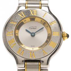 Pre Owned Cartier Grey Stainless Steel Must 21 Women's Wristwatch 28MM