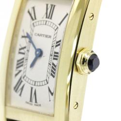 Pre Owned Cartier Silver 18K Yellow Gold Tank Americaine Women's Wristwatch 19MM