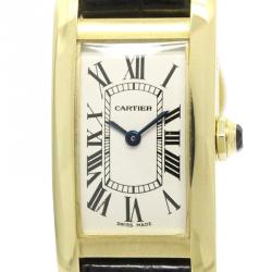 Pre Owned Cartier Silver 18K Yellow Gold Tank Americaine Women's Wristwatch 19MM