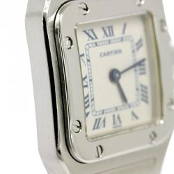 Pre Owned ساعة يد نسائية كارتييه سانتوس ستانلس ستيل فضية 24 مم