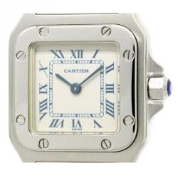 Pre Owned ساعة يد نسائية كارتييه سانتوس ستانلس ستيل فضية 24 مم