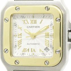 Pre Owned Cartier Silver 18K Yellow Gold and Stainless Steel Santos Galbee Women's Wristwatch 24MM
