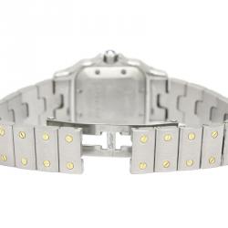 Pre Owned Cartier Silver 18K Yellow Gold and Stainless Steel Santos Galbee Women's Wristwatch 24MM