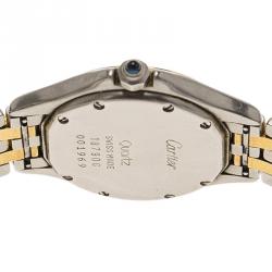 Pre Owned Cartier Cream 18K Yellow Gold and Stainless Steel Cougar 187906 Women's Wristwatch 26MM