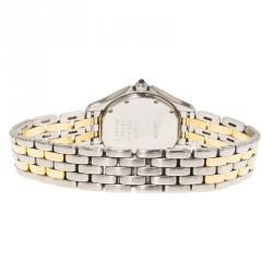 Pre Owned Cartier Cream 18K Yellow Gold and Stainless Steel Cougar 187906 Women's Wristwatch 26MM
