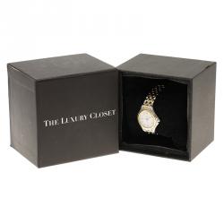 Pre Owned Cartier Cream 18K Yellow Gold and Stainless Steel Cougar 187906 Women's Wristwatch 26MM