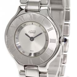 Pre Owned Cartier Silver Stainless Steel Must 21 Women's Wristwatch 28MM