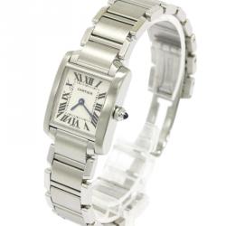 Pre Owned Cartier White Stainless Steel Tank Francaise Women's Wristwatch 20MM