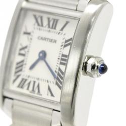 Pre Owned Cartier White Stainless Steel Tank Francaise Women's Wristwatch 20MM