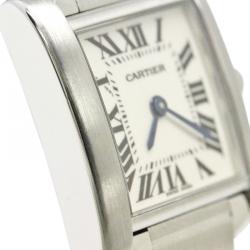 Pre Owned Cartier White Stainless Steel Tank Francaise Women's Wristwatch 20MM