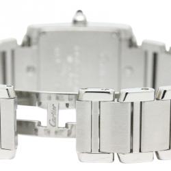 Pre Owned Cartier White Stainless Steel Tank Francaise Women's Wristwatch 20MM