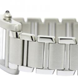 Pre Owned Cartier White Stainless Steel Tank Francaise Women's Wristwatch 20MM