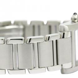 Pre Owned Cartier White Stainless Steel Tank Francaise Women's Wristwatch 20MM