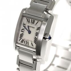 Pre Owned Cartier White Stainless Steel Tank Francaise Women's Wristwatch 20MM