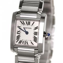 Pre Owned Cartier White Stainless Steel Tank Francaise Women's Wristwatch 20MM