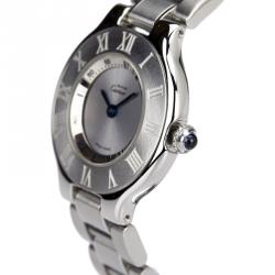 مملوكة مسبقًا Cartier Silver Stainless Steel Must 21 Women's Wristwatch 28MM