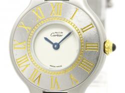 Pre Owned Cartier White Stainless Steel Must 21 Women's Wristwatch 28MM