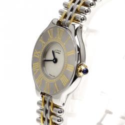 Cartier Ivory Stainless Steel Must 21 Women's Wristwatch 27MM
