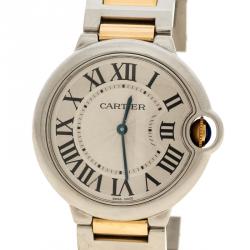 مملوكة مسبقًا Cartier Silver Stainless Steel & 18K Yellow Gold Ballon Bleu  3005 Women's Wristwatch 38MM