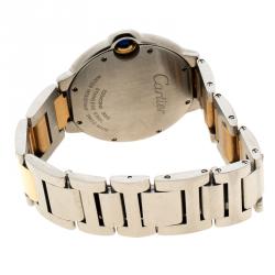 مملوكة مسبقًا Cartier Silver Stainless Steel & 18K Yellow Gold Ballon Bleu  3005 Women's Wristwatch 38MM