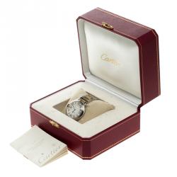 مملوكة مسبقًا Cartier Silver Stainless Steel & 18K Yellow Gold Ballon Bleu  3005 Women's Wristwatch 38MM