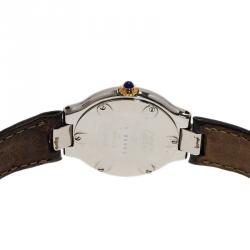 Pre Owned Cartier Silver Yellow Gold and Stainless Steel Must 21 de Cartier Women's Wristwatch 28MM