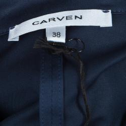 Pre Owned Carven Navy Blue Cap Sleeve A-Line Dress M