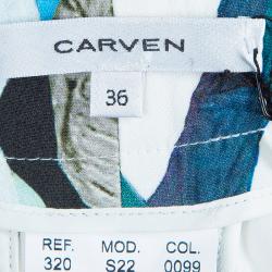 Pre Owned شورت كارفن طباعة متعددة الألوان بحواف متباينة M