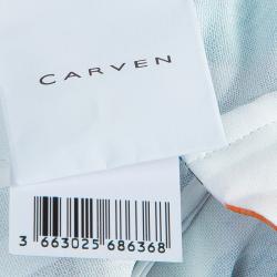 Pre Owned شورت كارفن طباعة متعددة الألوان بحواف متباينة M