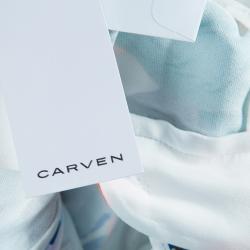 Pre Owned شورت كارفن طباعة متعددة الألوان بحواف متباينة M