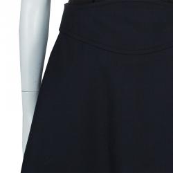 Pre Owned Carven Black Contrast Pleat Detail Belted Skirt M