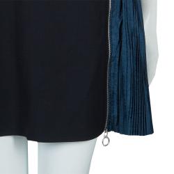 Pre Owned Carven Black Contrast Pleat Detail Belted Skirt M