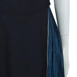 Pre Owned Carven Black Contrast Pleat Detail Belted Skirt M