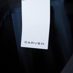 Pre Owned Carven Black Contrast Pleat Detail Belted Skirt M