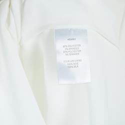 Pre Owned Carven White Crepe Power Shoulder Long Sleeve Blouse  M