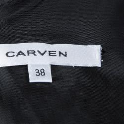 Carven Pink Tricot Perforated Mesh Overlap Detail Sleeveless Dress M