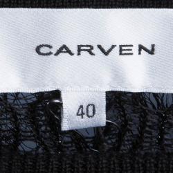 Pre Owned Carven Black Textured Lurex Surface Detail Sheer Sleeveless Top M