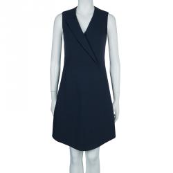 Pre Owned Carven Navy Blue Welt Pocket Detail Blazer Style Sleeveless Dress M