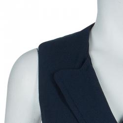 Pre Owned Carven Navy Blue Welt Pocket Detail Blazer Style Sleeveless Dress M