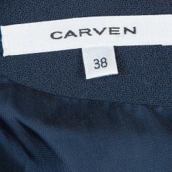 Pre Owned Carven Navy Blue Welt Pocket Detail Blazer Style Sleeveless Dress M