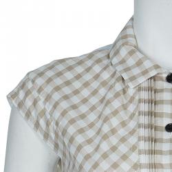 Carven Spring'14 Checked Front Mesh Back Eyelet Lace Detail Runway Dress M