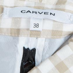 Carven Spring'14 Checked Front Mesh Back Eyelet Lace Detail Runway Dress M