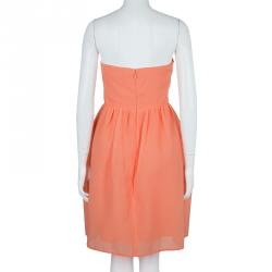 Carven Orange Textured Strapless Dress M