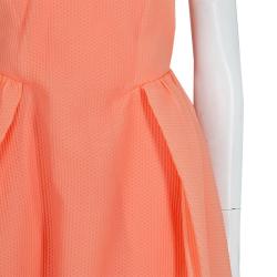 Carven Orange Textured Strapless Dress M