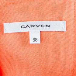 Carven Orange Textured Strapless Dress M