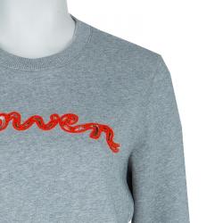 Pre Owned Carven Grey Cut Out Logo Embroidered Cropped Sweatshirt M