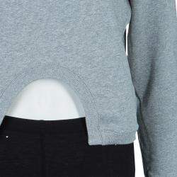 Pre Owned Carven Grey Cut Out Logo Embroidered Cropped Sweatshirt M