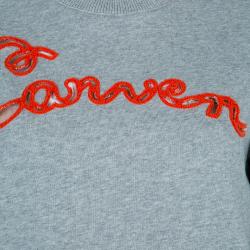 Pre Owned Carven Grey Cut Out Logo Embroidered Cropped Sweatshirt M