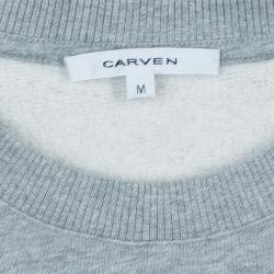Pre Owned Carven Grey Cut Out Logo Embroidered Cropped Sweatshirt M